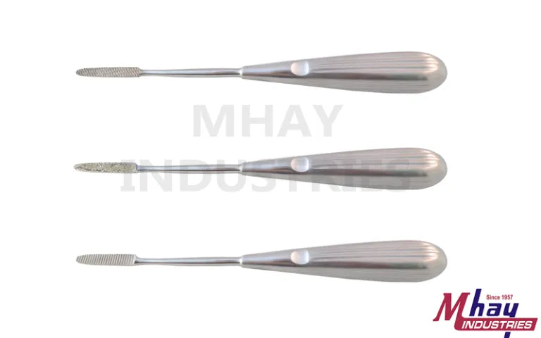 Set of 3 Serrated & Diamond Coated Rodent Molar Rasps for Dental Procedures